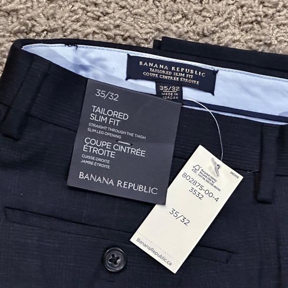 NWT Men's BANANA REPUBLIC Tailored Slim Fit Wool Dress Pants 35 x 32 - Picture 2 of 2